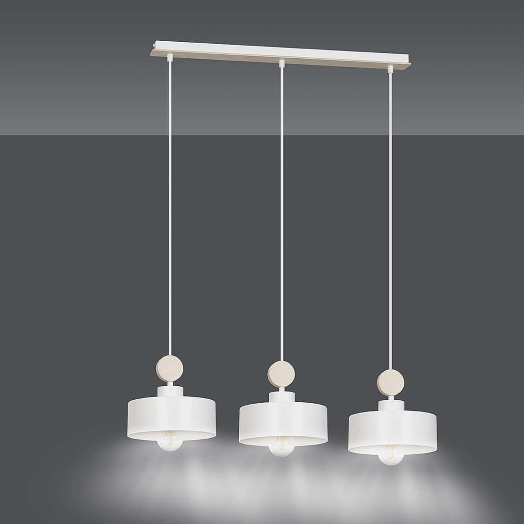 Emibig Visilica TUNISO 230V 15W MAX LED E27 Čelik/ Drvo Bijela