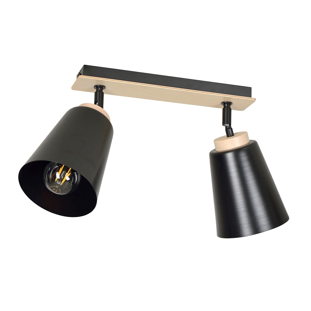 Emibig Stropna svjetiljka ATLAS 230V 15W MAX LED E27 Čelik/ Šperploča Crna