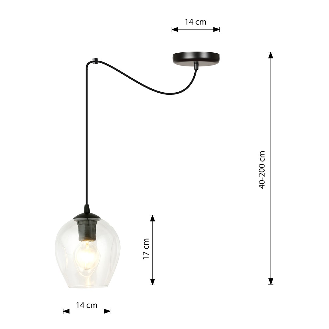 Emibig Visilica LEVEL 230V 15W MAX LED E27 Čelik/ Staklo Crna