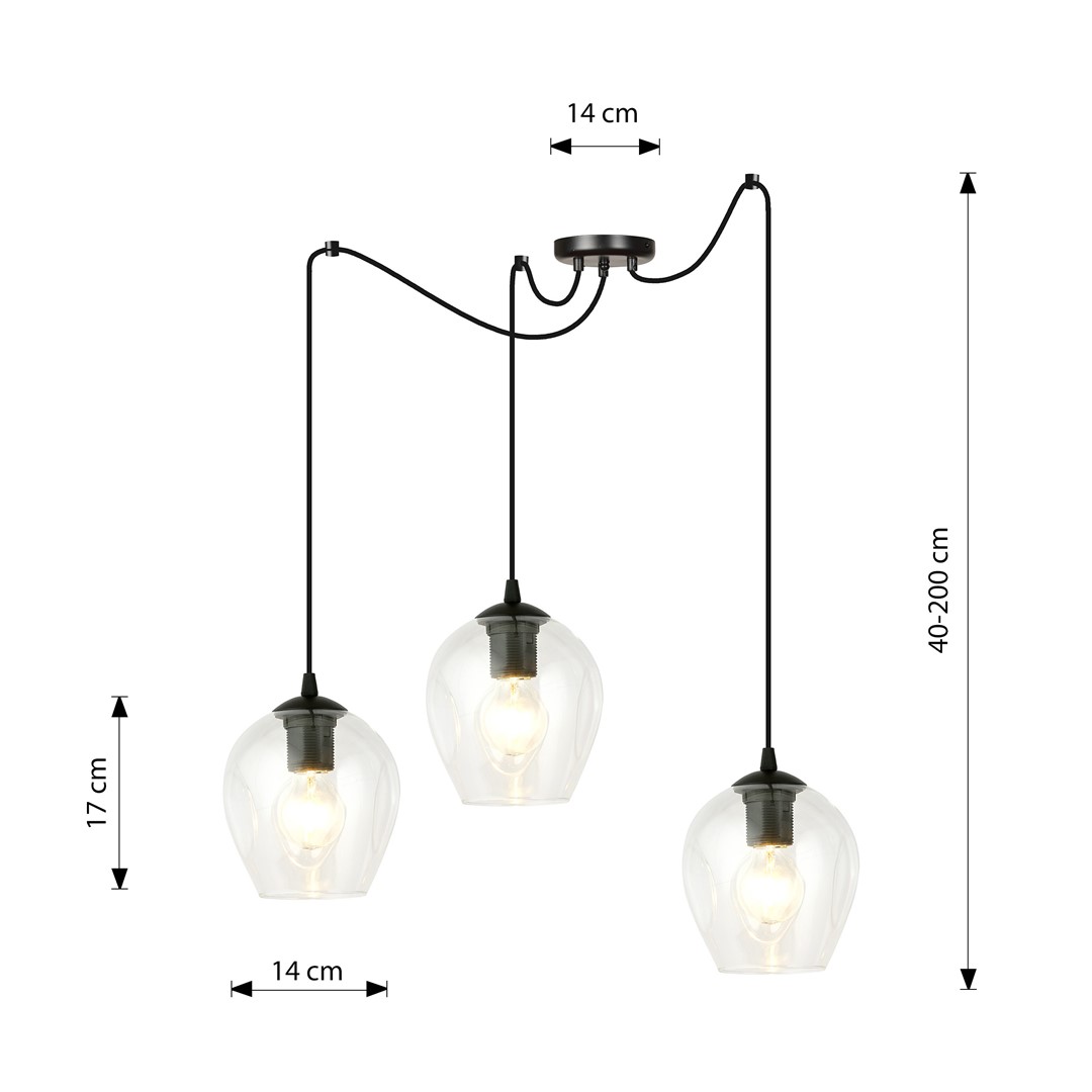 Emibig Visilica LEVEL 230V 15W MAX LED E27 Čelik/ Staklo Crna