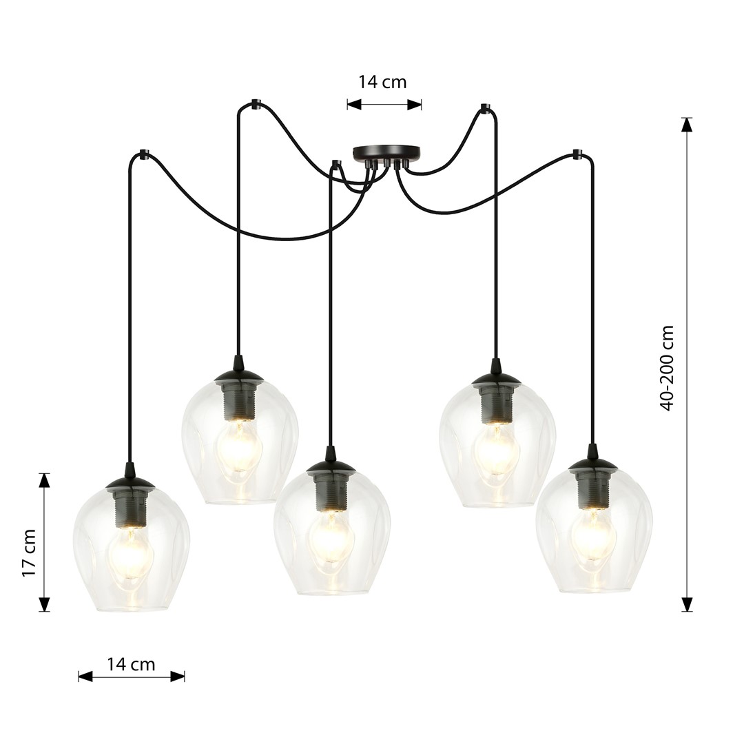 Emibig Visilica LEVEL 230V 15W MAX LED E27 Čelik/ Staklo Crna