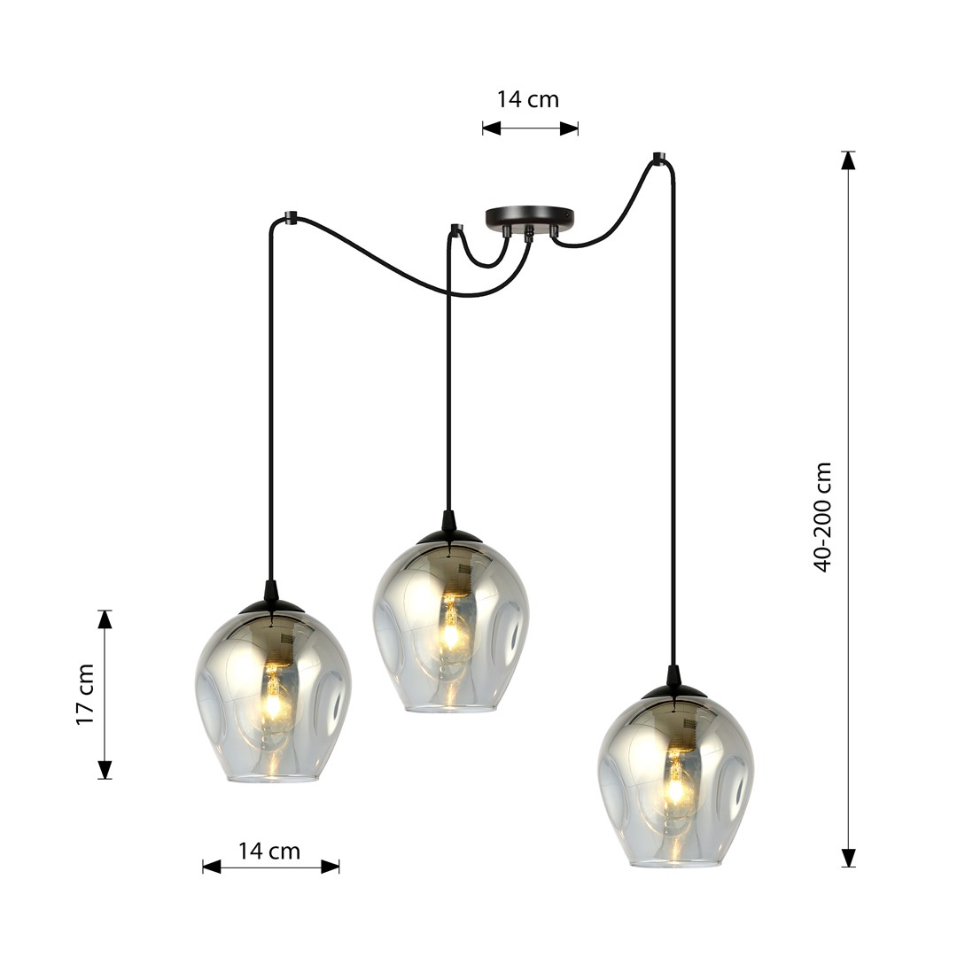 Emibig Visilica LEVEL 230V 15W MAX LED E27 Čelik/ Staklo Crna