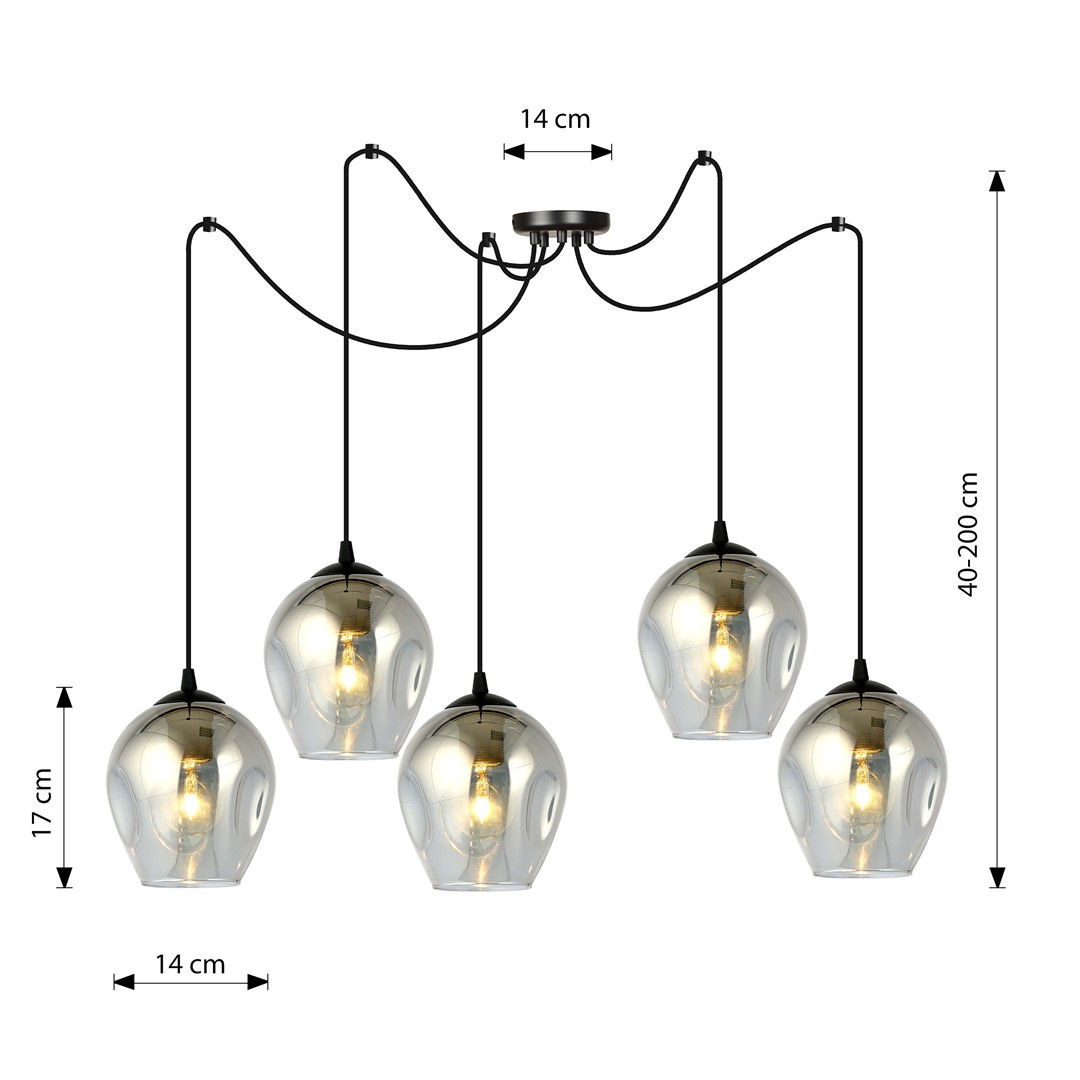 Emibig Visilica LEVEL 230V 15W MAX LED E27 Čelik/ Staklo Crna
