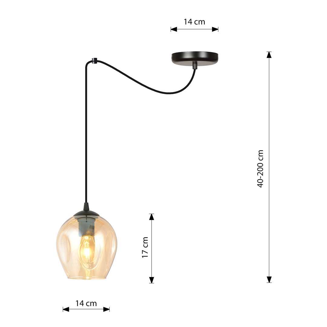Emibig Visilica LEVEL 230V 15W MAX LED E27 Čelik/ Staklo Crna