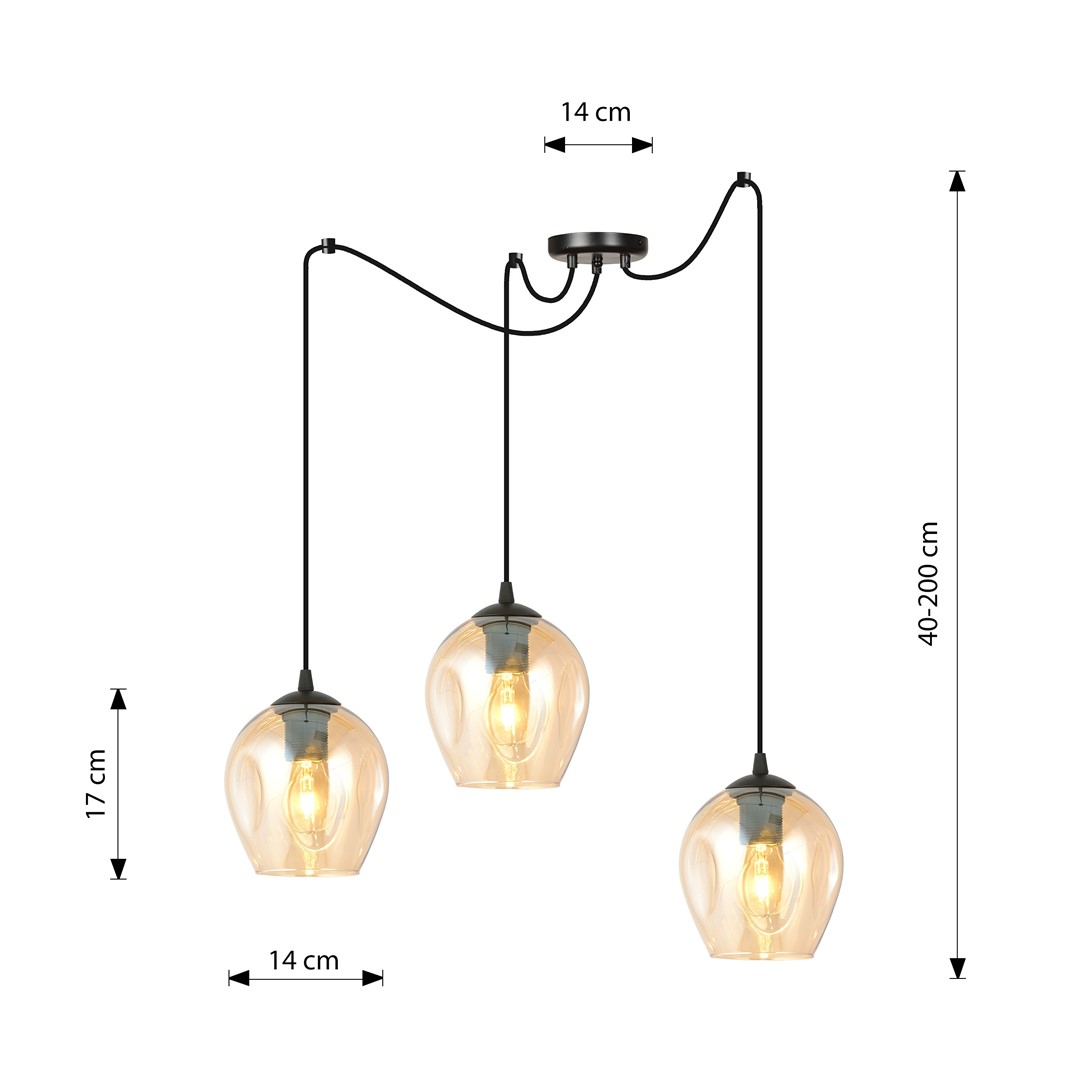 Emibig Visilica LEVEL 230V 15W MAX LED E27 Čelik/ Staklo Crna