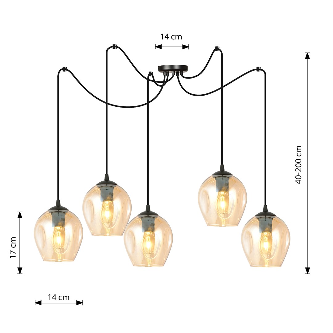 Emibig Visilica LEVEL 230V 15W MAX LED E27 Čelik/ Staklo Crna