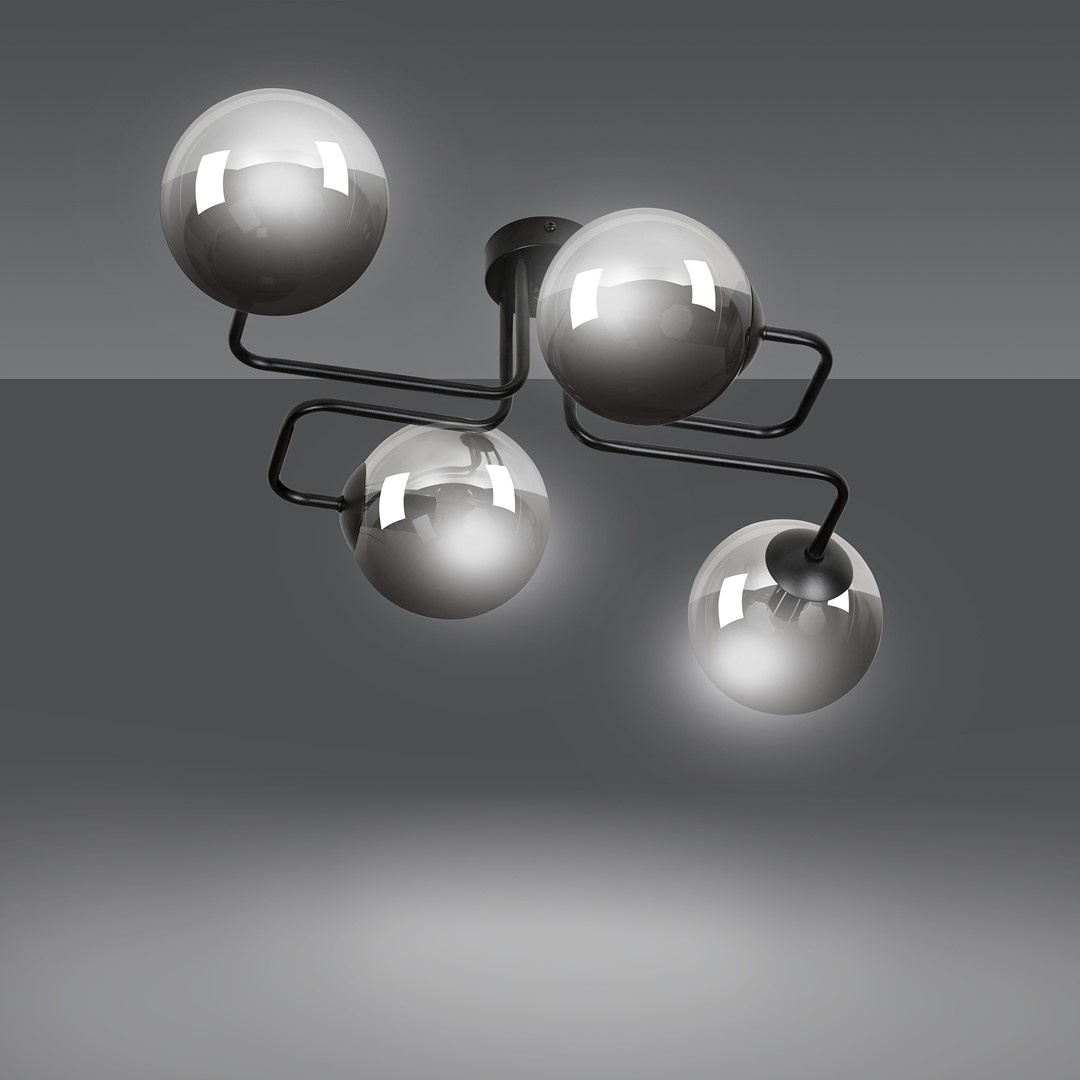 Emibig Stropna svjetiljka BRENDI 230V 10W MAX LED E14 Čelik/ Staklo Crna