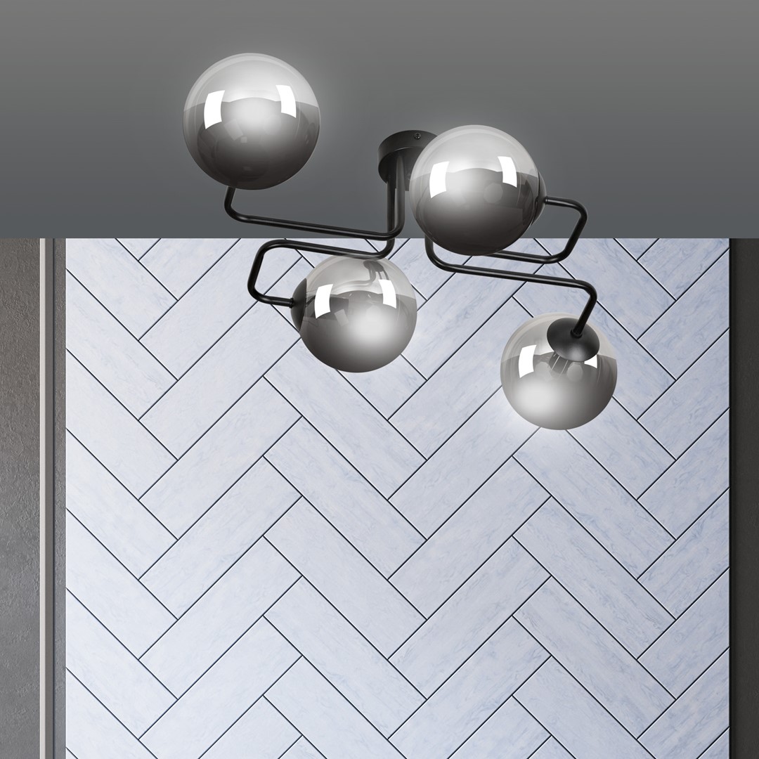 Emibig Stropna svjetiljka BRENDI 230V 10W MAX LED E14 Čelik/ Staklo Crna
