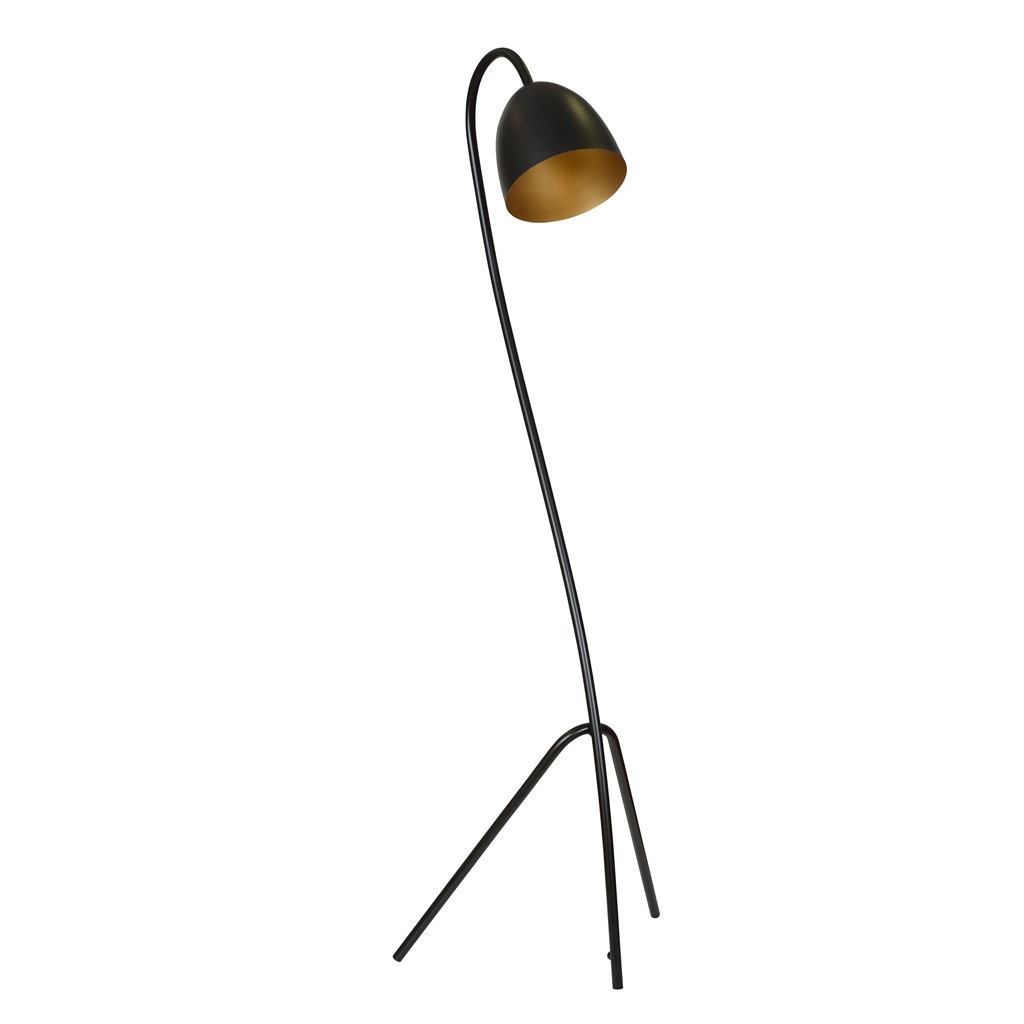 Emibig Podna lampa HARIS 230V 15W MAX LED E27 Čelik Crna/ Zlatna