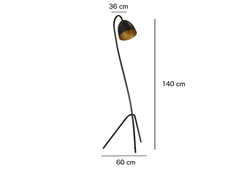 Emibig Podna lampa HARIS 230V 15W MAX LED E27 Čelik Crna/ Zlatna