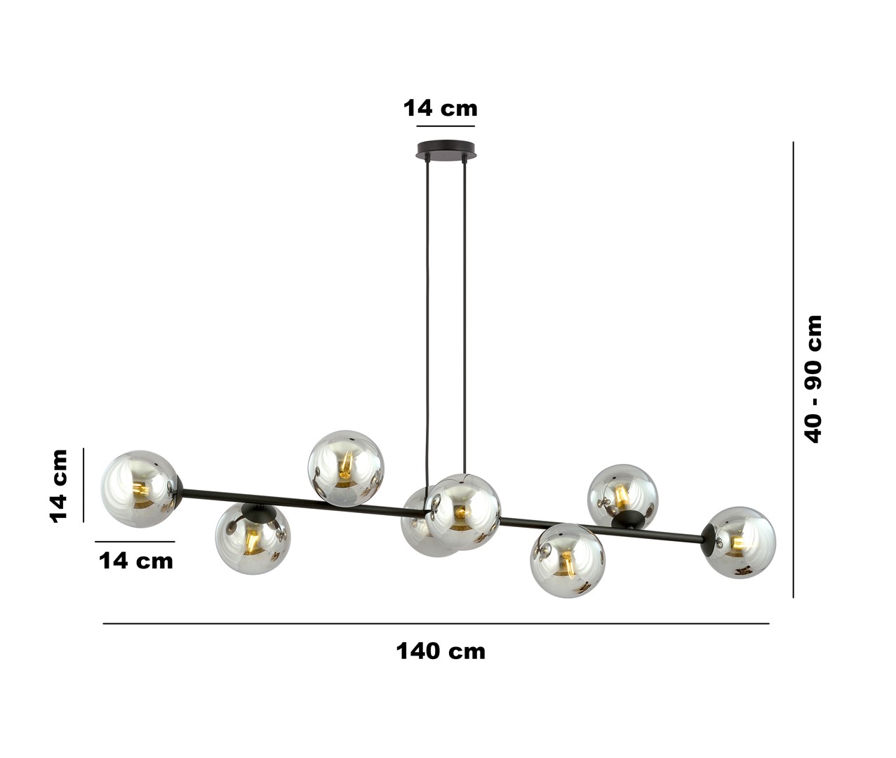 Emibig Visilica ROSSI 230V 10W MAX LED E14 Čelik/ Staklo Crna