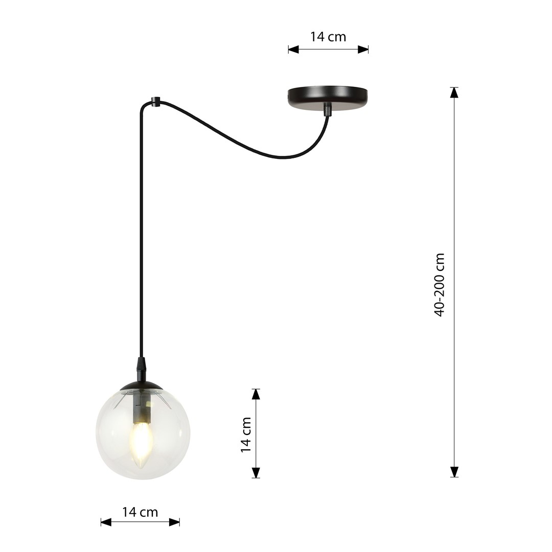 Emibig Visilica GIGI 230V 10W MAX LED E14 Čelik/ Staklo Crna