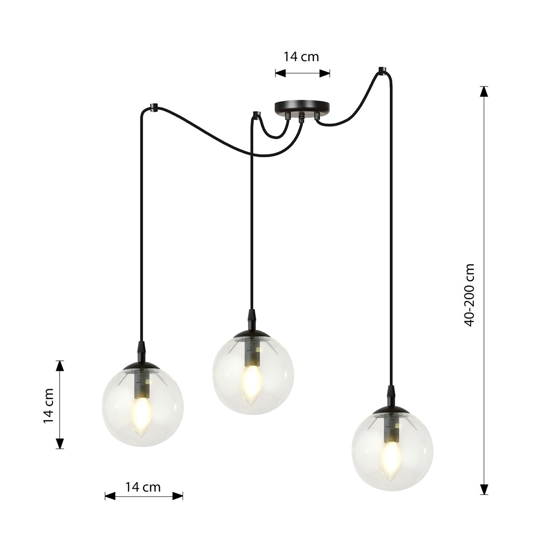 Emibig Visilica GIGI 230V 10W MAX LED E14 Čelik/ Staklo Crna