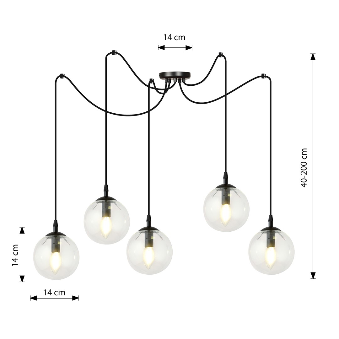 Emibig Visilica GIGI 230V 10W MAX LED E14 Čelik/ Staklo Crna