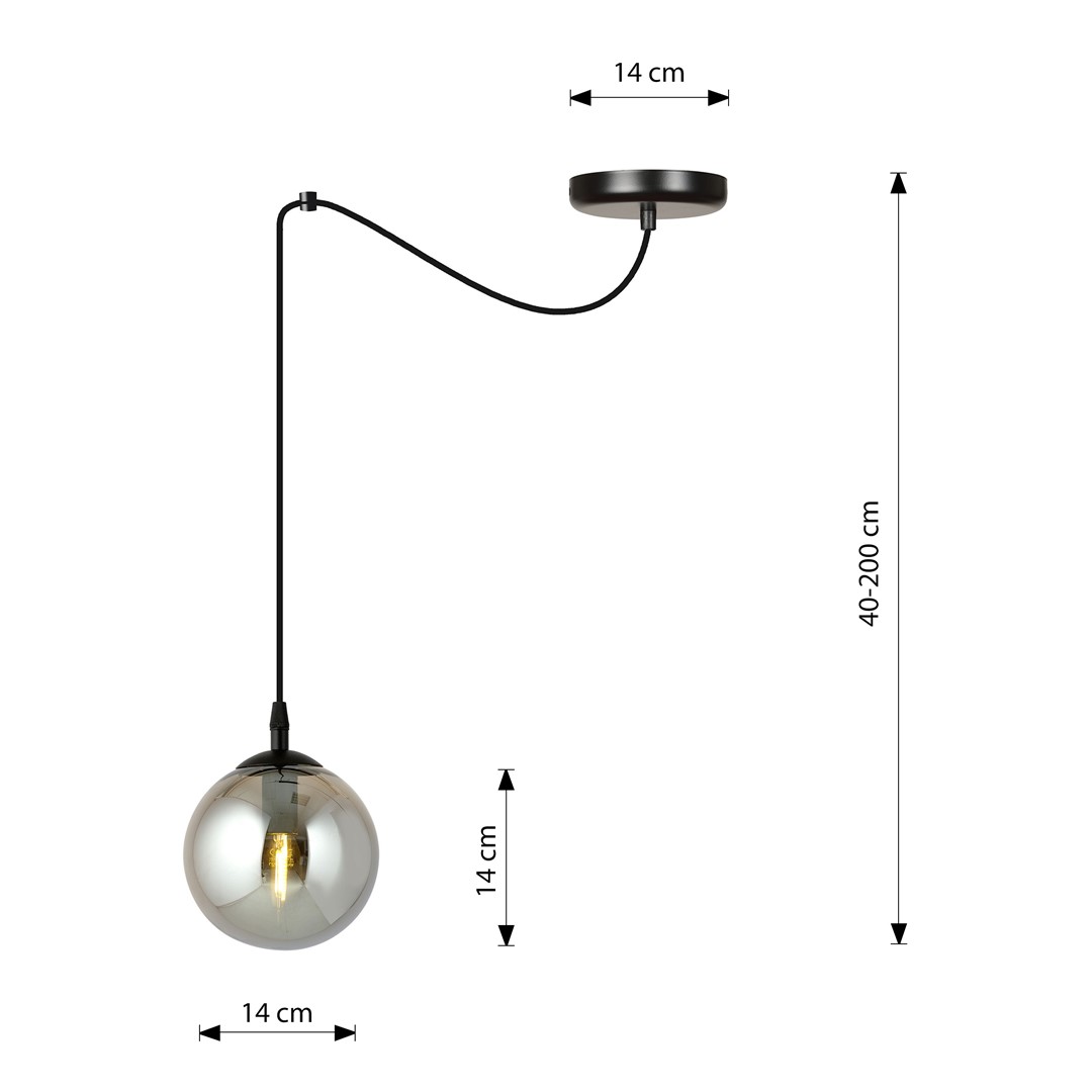 Emibig Visilica GIGI 230V 10W MAX LED E14 Čelik/ Staklo Crna