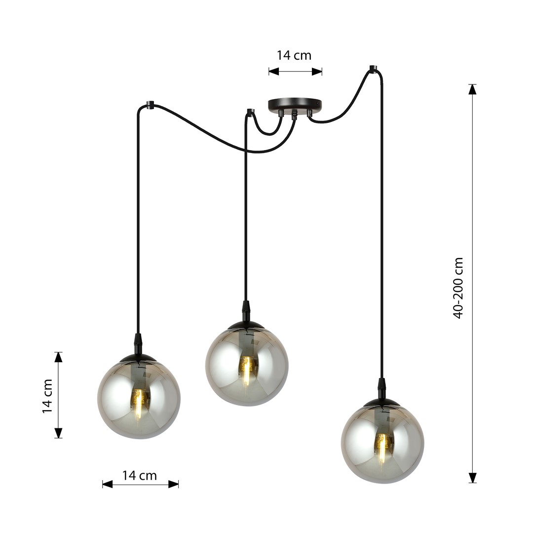Emibig Visilica GIGI 230V 10W MAX LED E14 Čelik/ Staklo Crna