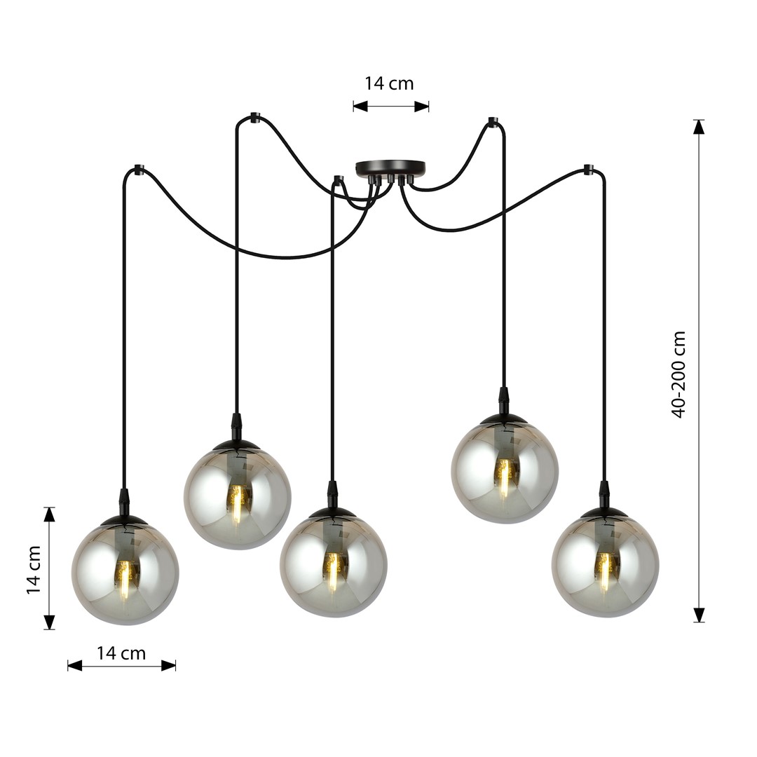 Emibig Visilica GIGI 230V 10W MAX LED E14 Čelik/ Staklo Crna