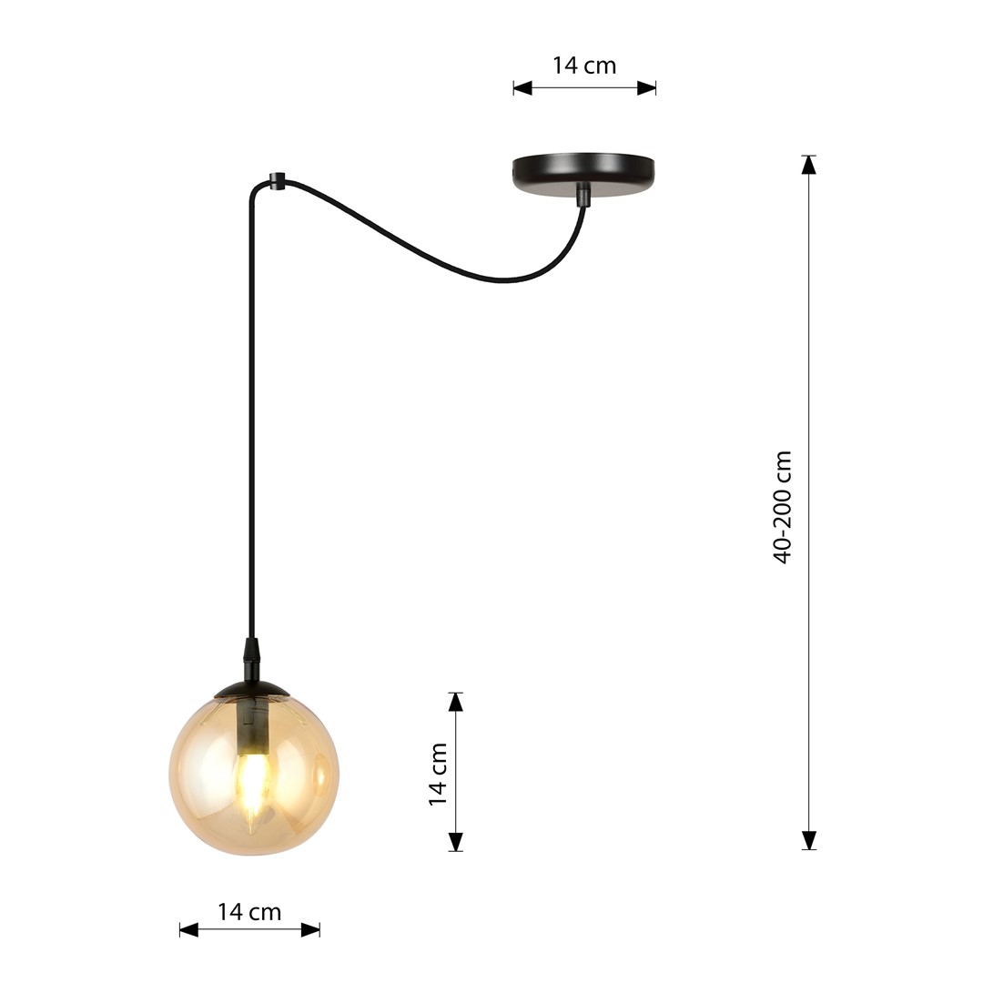 Emibig Visilica GIGI 230V 10W MAX LED E14 Čelik/ Staklo Crna