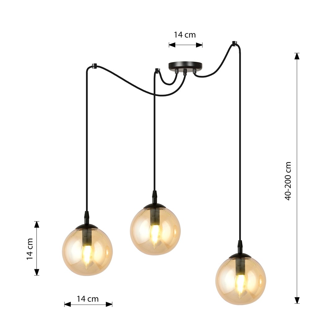 Emibig Visilica GIGI 230V 10W MAX LED E14 Čelik/ Staklo Crna