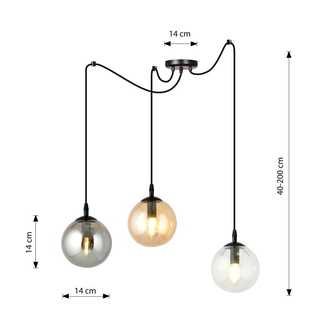 Emibig Visilica GIGI 230V 10W MAX LED E14 Čelik/ Staklo Crna