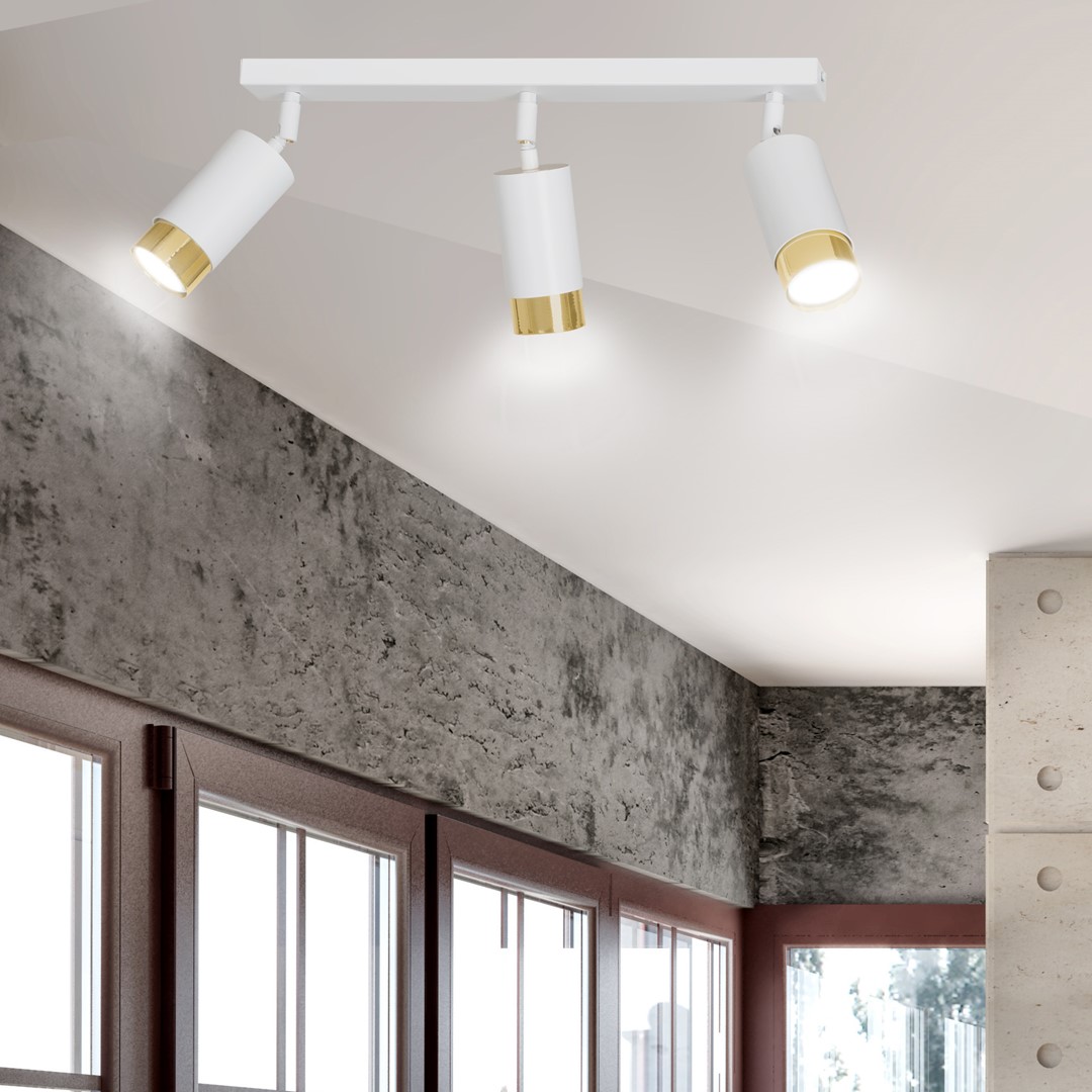 Emibig Stropna svjetiljka HIRO 230V 10W MAX LED GU10 Čelik Bijela/ Zlatna
