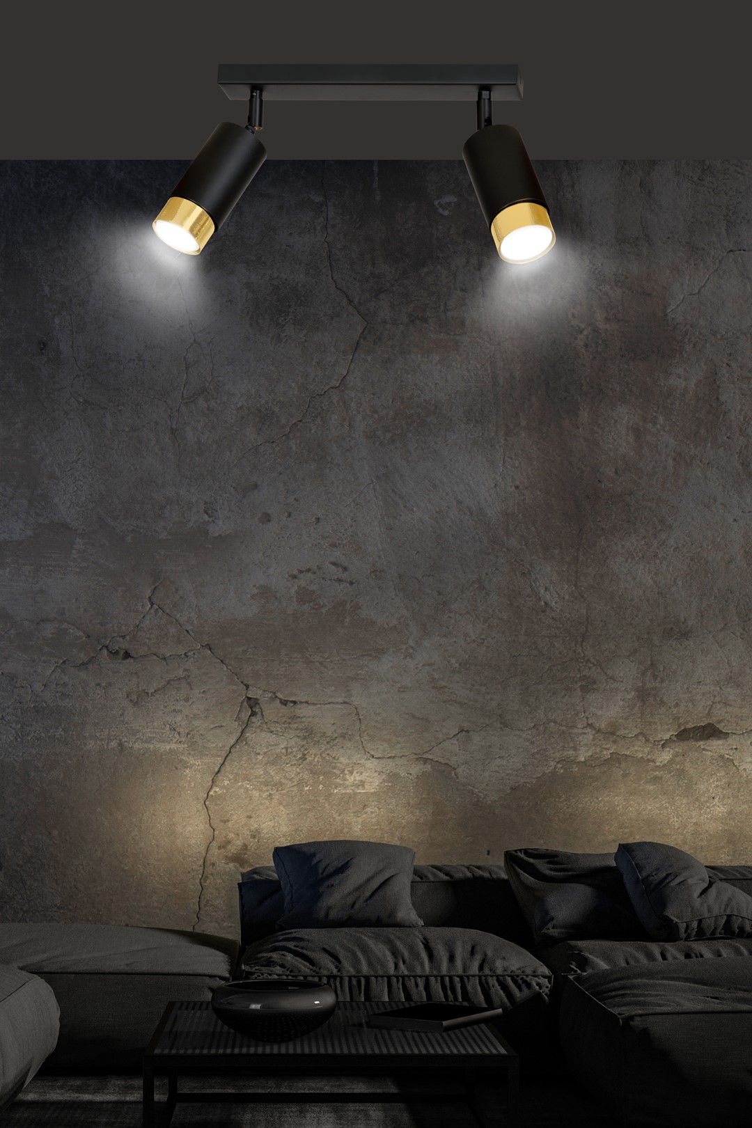 Emibig Stropna svjetiljka HIRO 230V 10W MAX LED GU10 Čelik Crna/ Zlatna