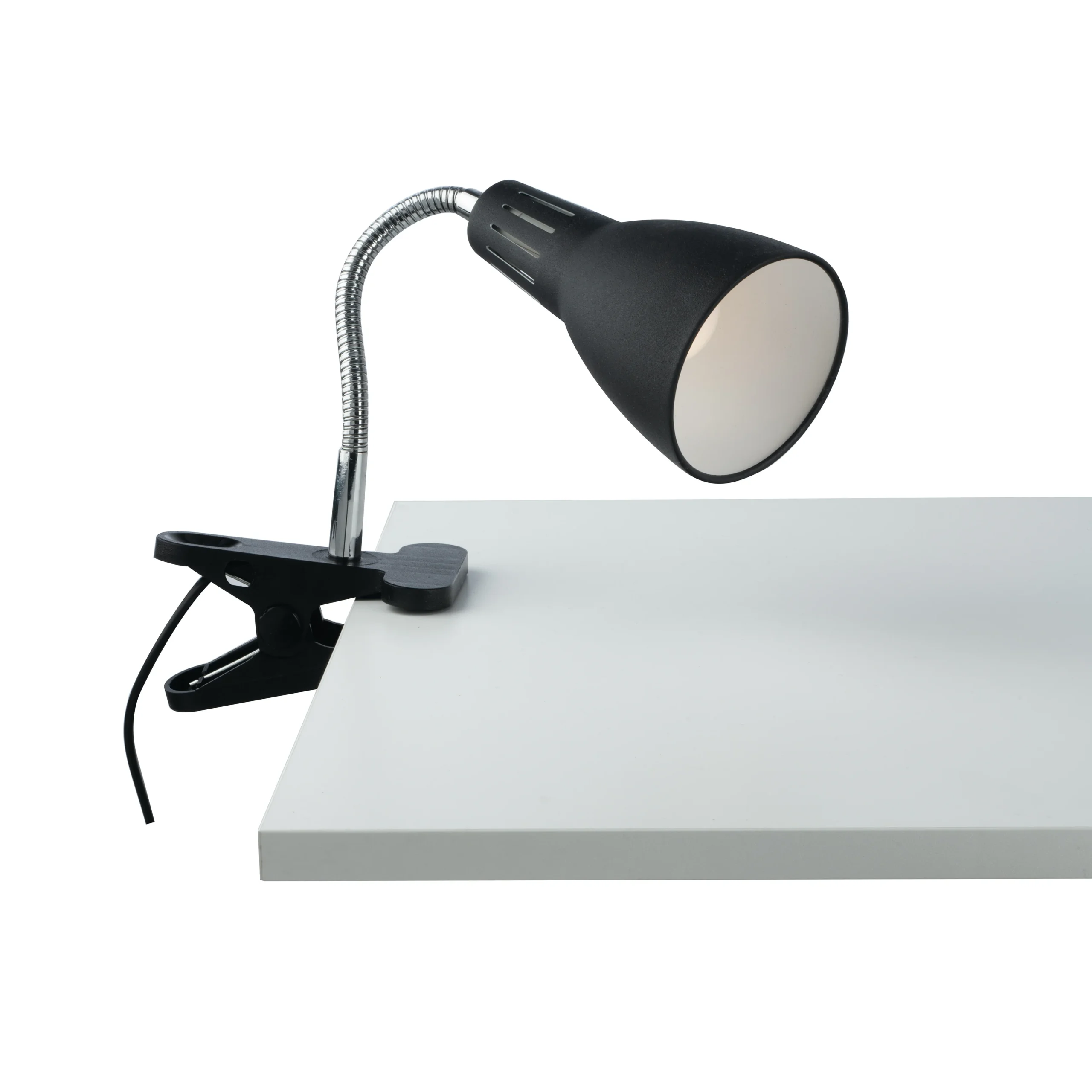 Luce Design Stolna lampa s kopčom LOGIKO 1XE14 + kabel (120cm) Metal Crna