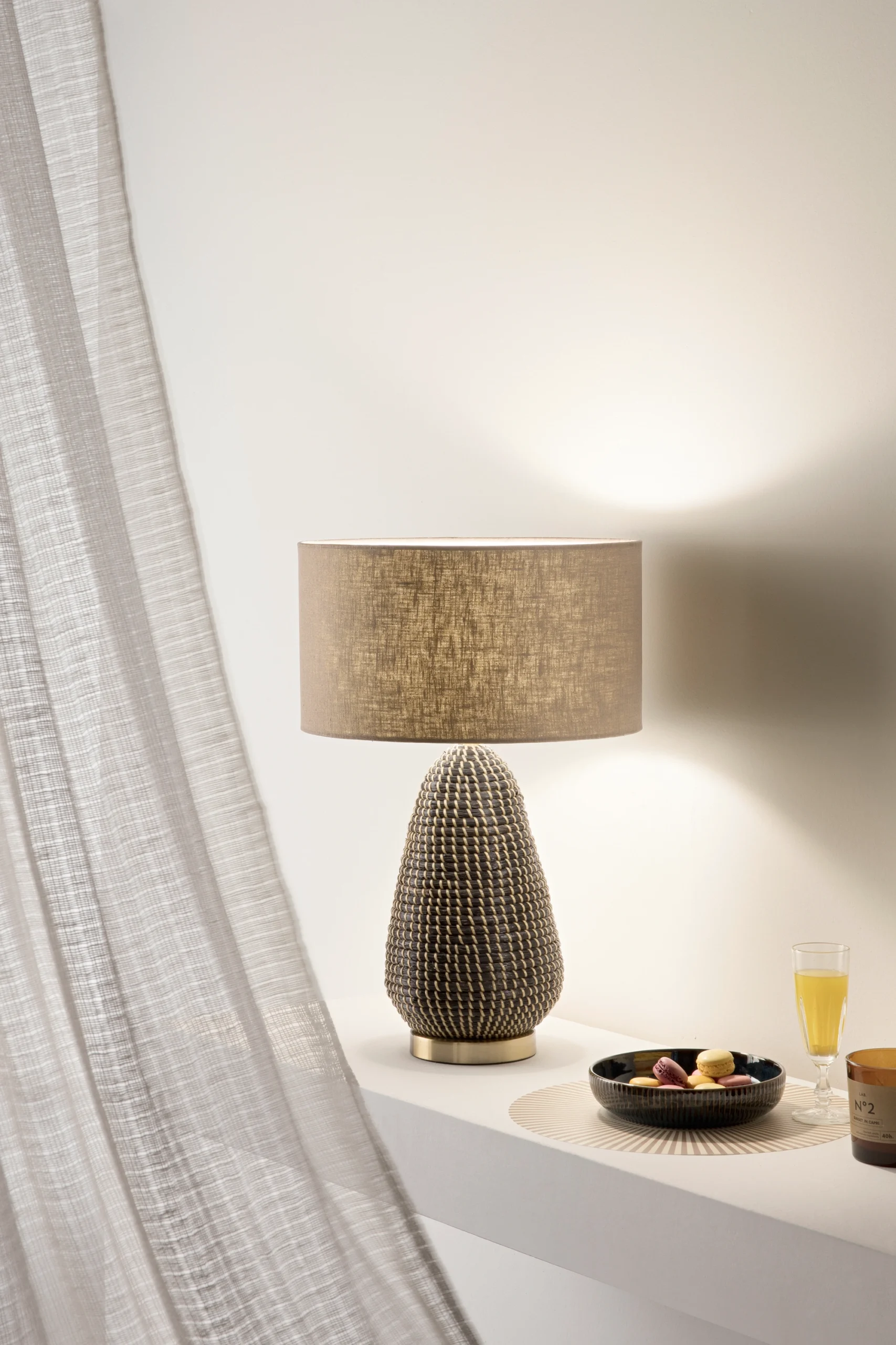Luce Design Stolna lampa POSIDONIA 1xE27 Morska trava/Metal/Platno