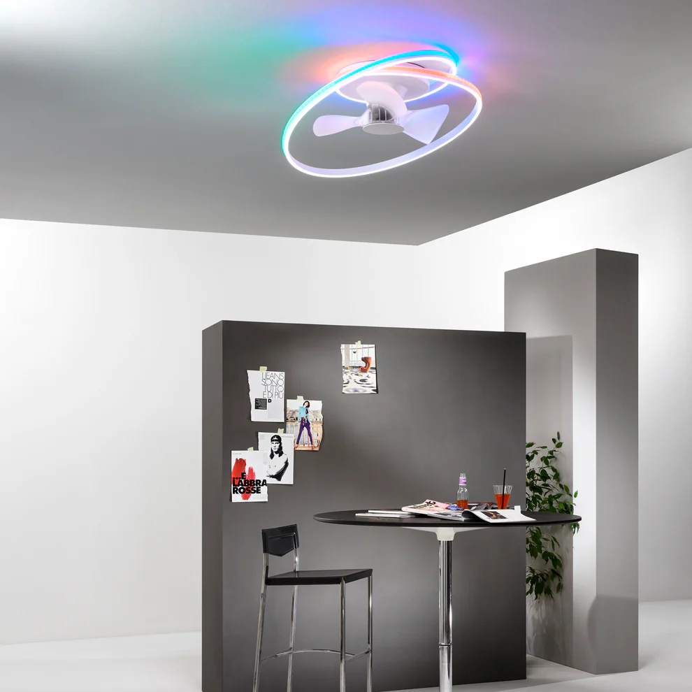 Intec Stropni Ventilator s LED Svjetlom Auster 1x 60W RAINBOW+CCT Aluminij Bijeli