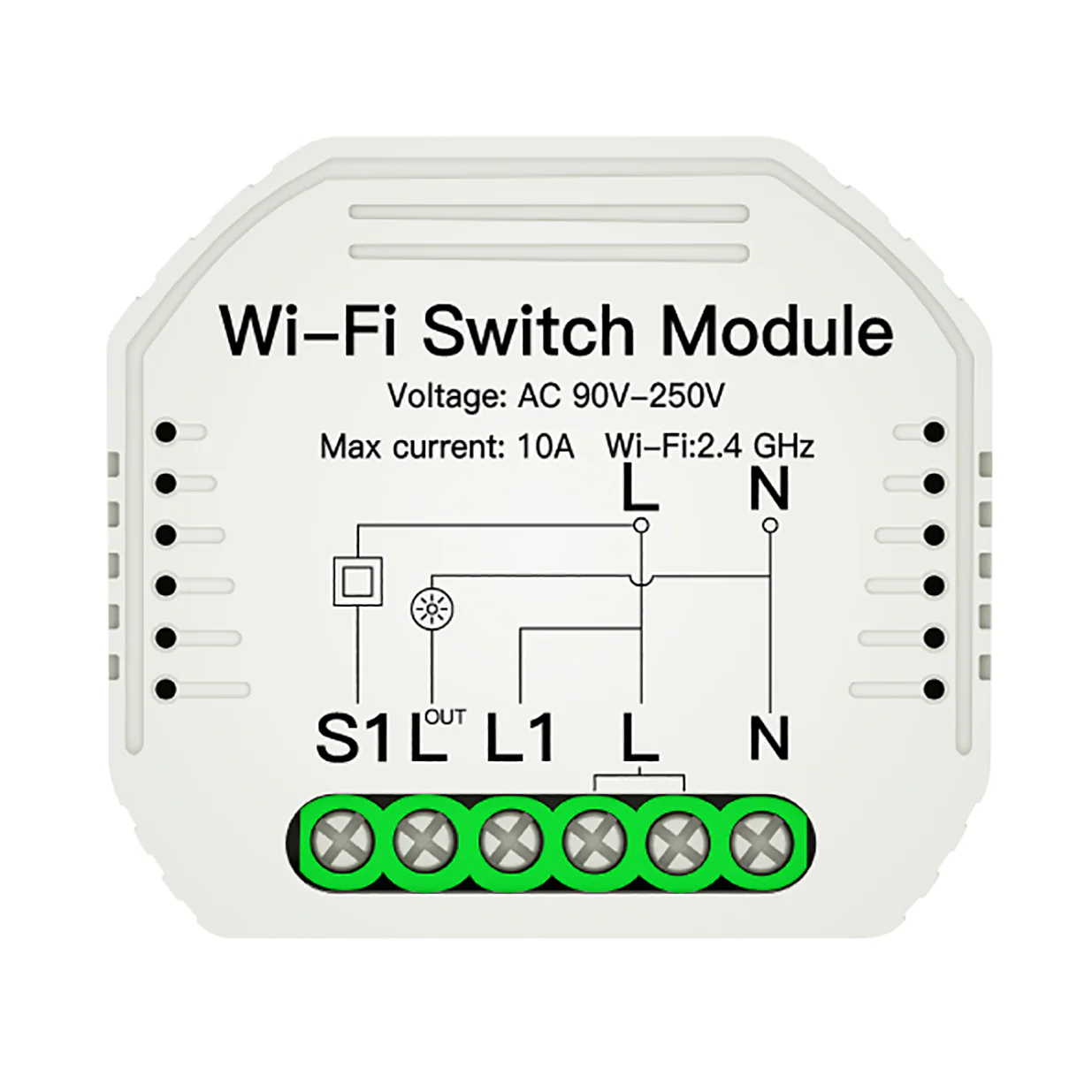Pametni WiFi prekidač s 1 kanalom 230 V/10 A 2.4 GHz WiFi Plastika Bijeli